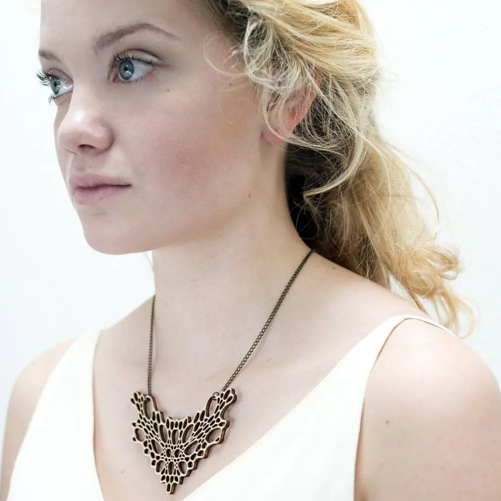 laser cut wooden necklace / necklace - Laser cut wooden necklace / necklace