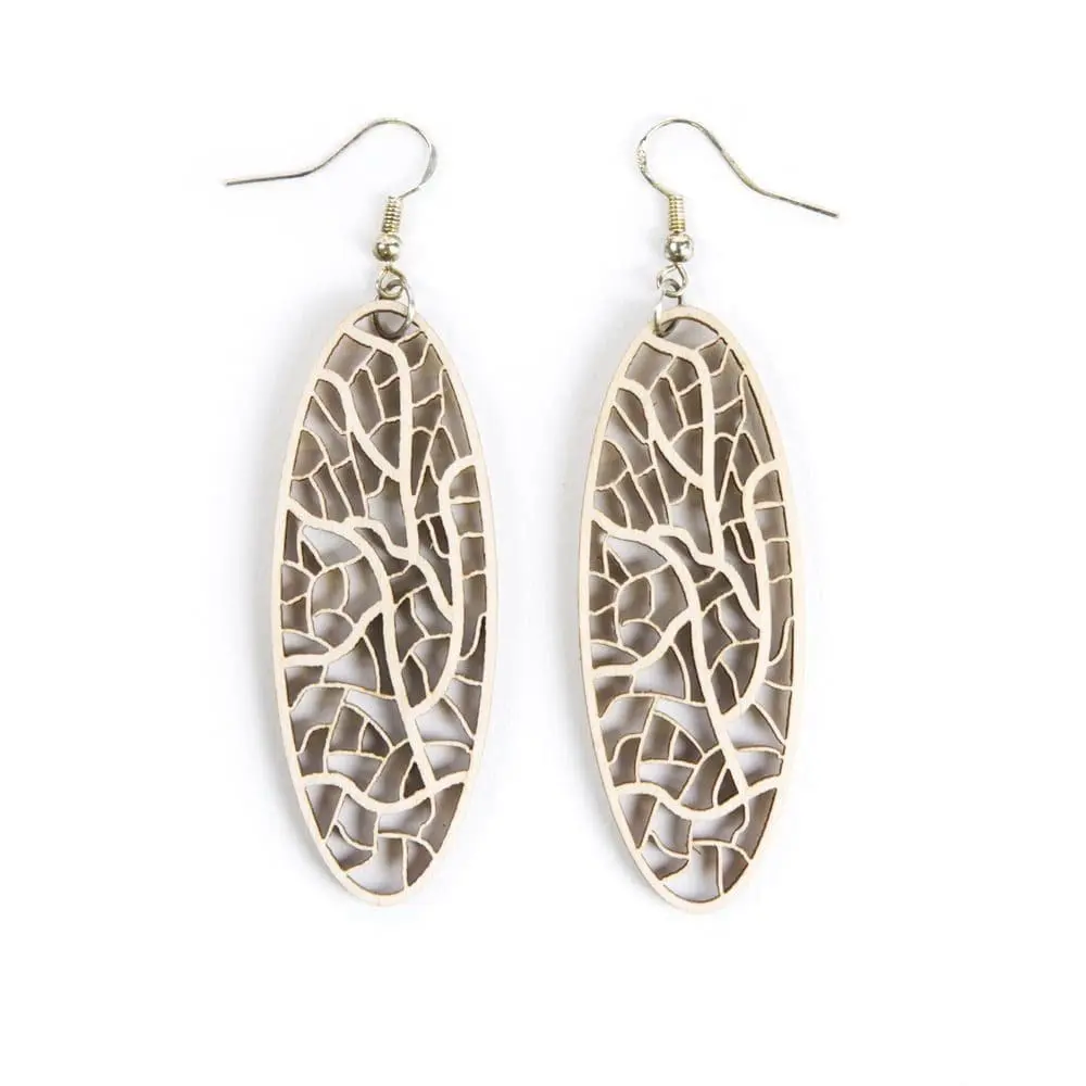 Houten oorbellen - lasergesneden oorbellen / lasercut earrings