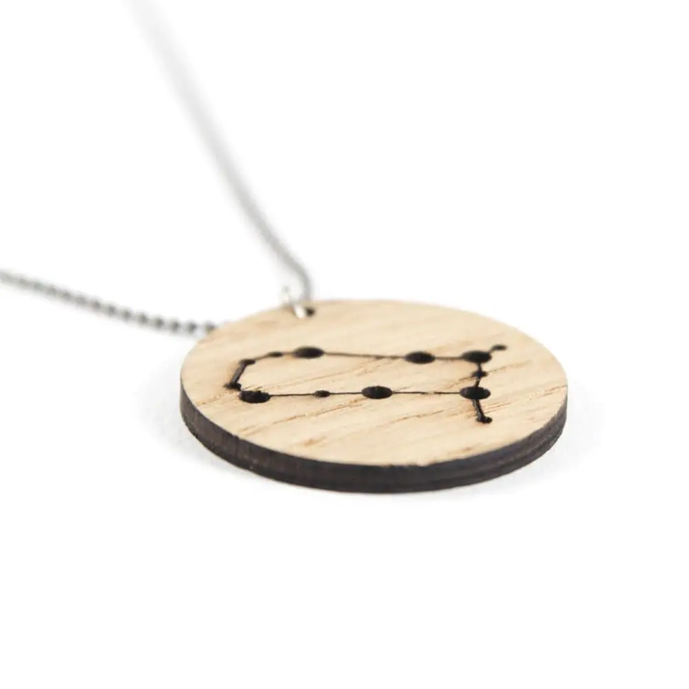 Lasercut wooden necklace / pendant constellations / zodiac sign - Lasercut wooden necklace / pendant constellations