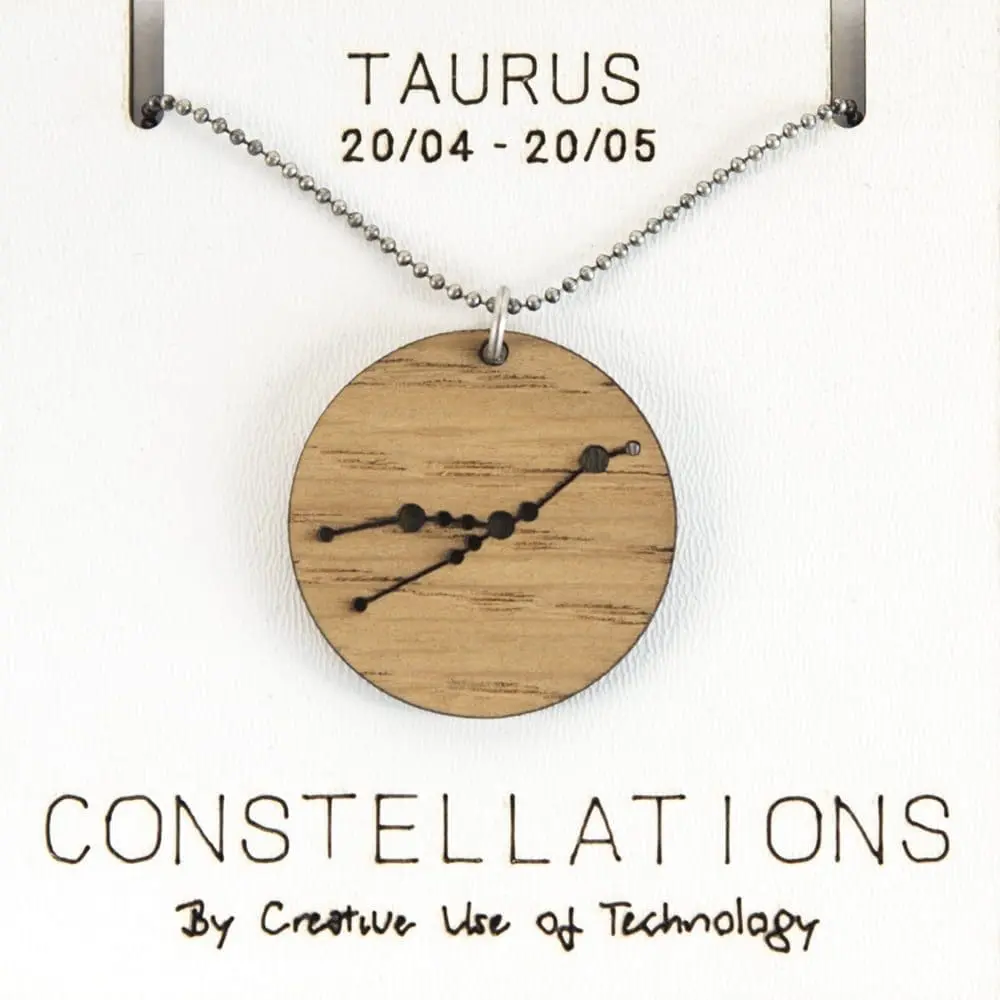 Lasercut wooden necklace / pendant constellations / zodiac sign - Lasercut wooden necklace / pendant constellations