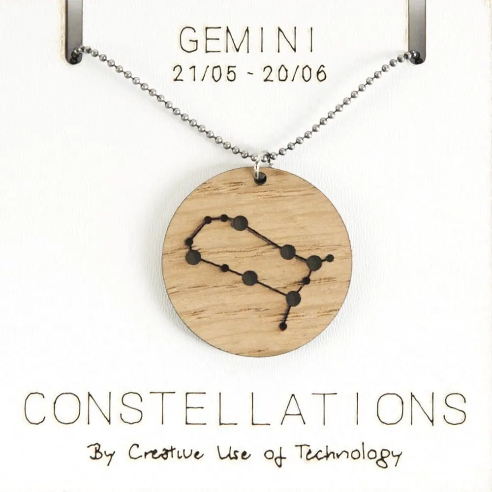 Lasercut wooden necklace / pendant constellations / zodiac sign - Lasercut wooden necklace / pendant constellations