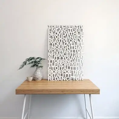 Laser cut text - Laser cut quote