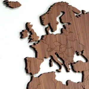 Houten wereldkaart - walnoot - wereldkaart van hout
