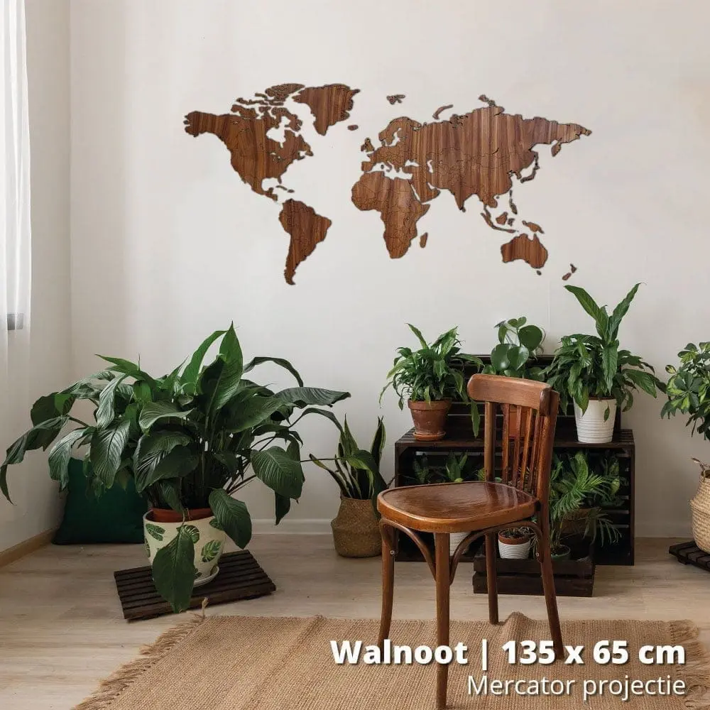 Wooden world map - Walnut - Unique wall decoration for every interior