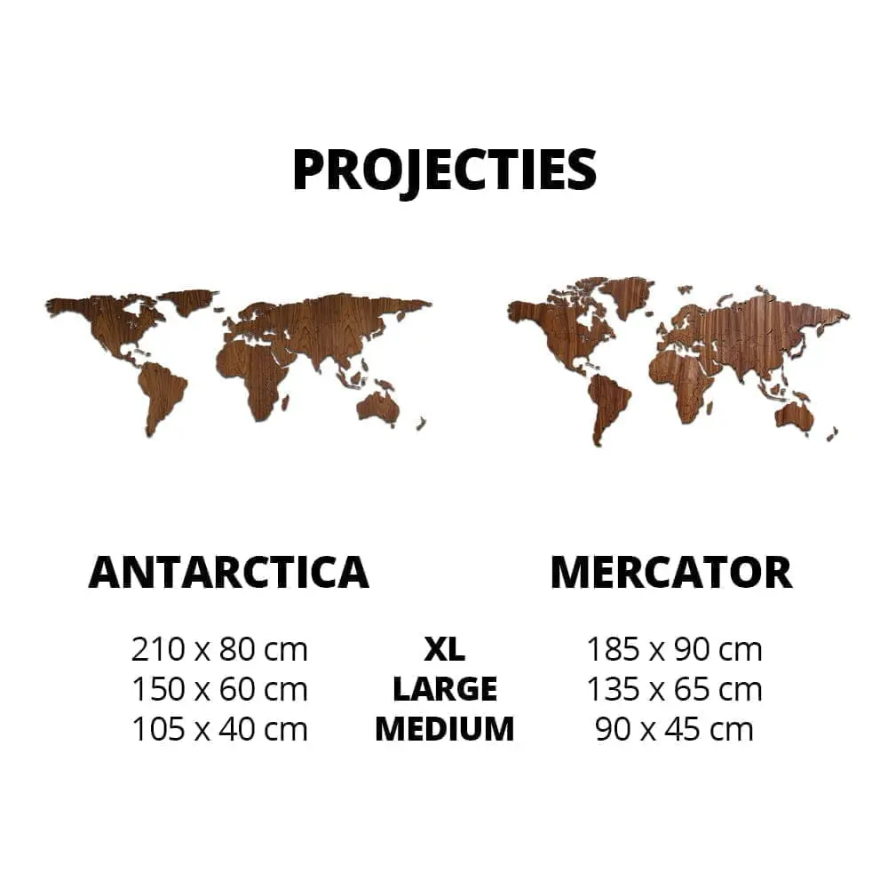 Wooden world map - Walnut - Unique wall decoration for every interior