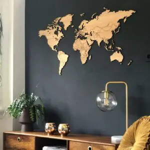 Houten wereldkaart - Eiken - Wereldkaart van hout