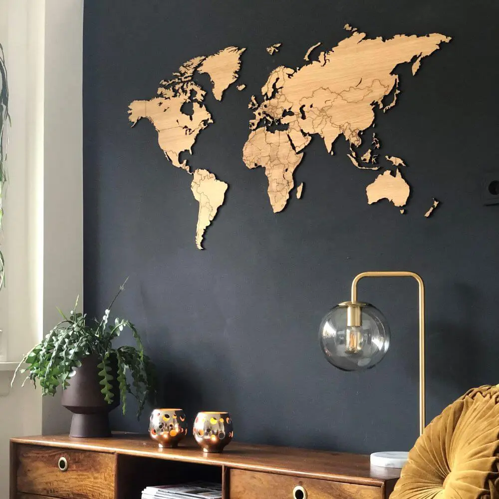 Houten wereldkaart - Eiken - Wereldkaart van hout