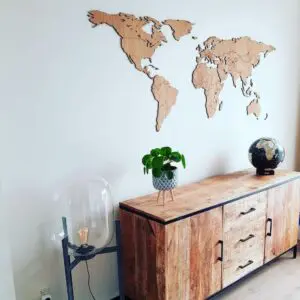 Houten wereldkaart - Eiken - Wereldkaart van hout