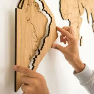 Houten wereldkaart - Eiken - Wereldkaart van hout