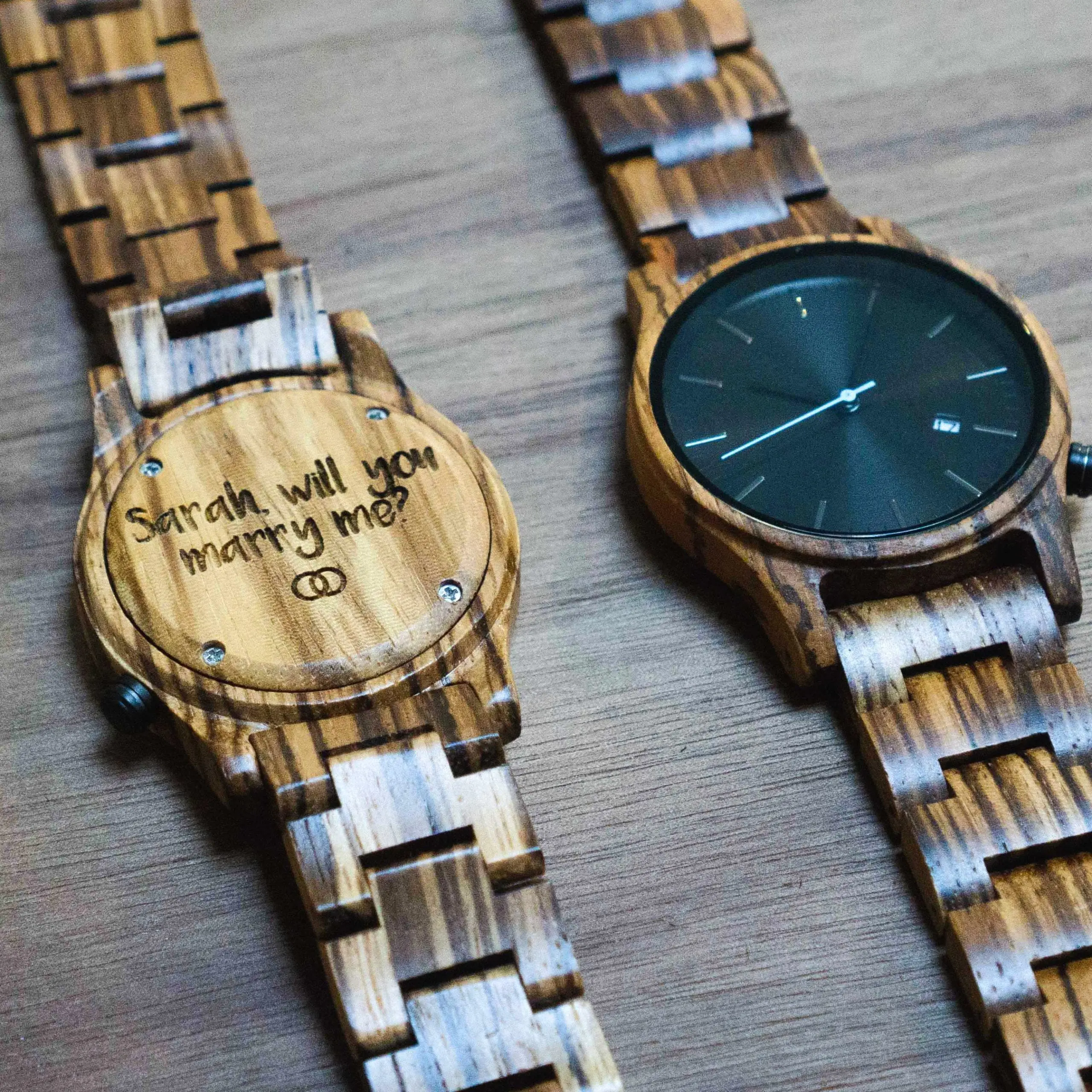Houten horloge met naam