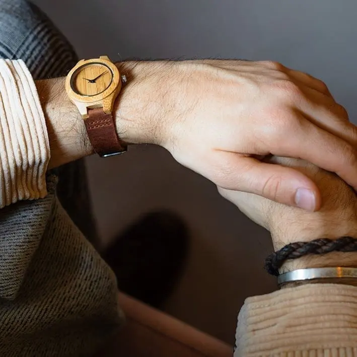 Holzuhr - Galapagos - Bambus - 35 mm – Bild 6