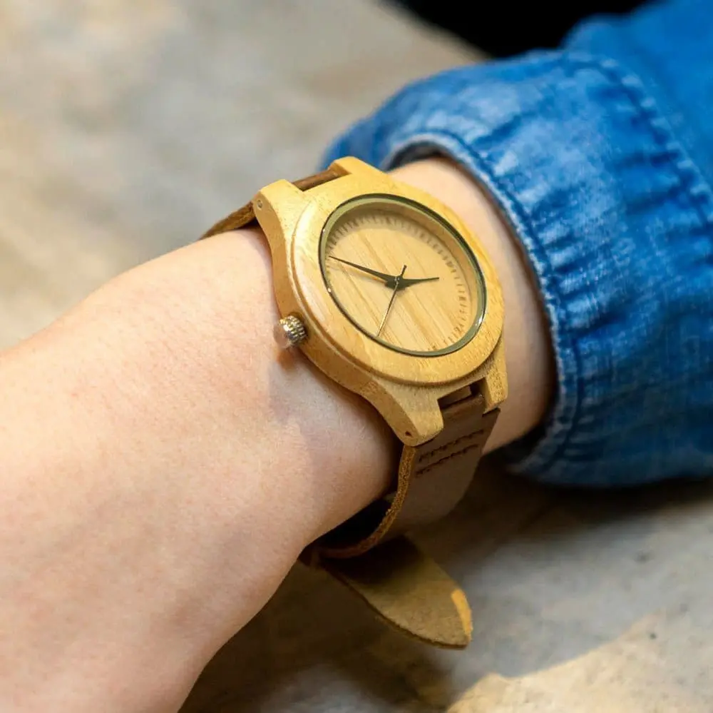 Holzuhr - Galapagos - Bambus - 35 mm – Bild 7