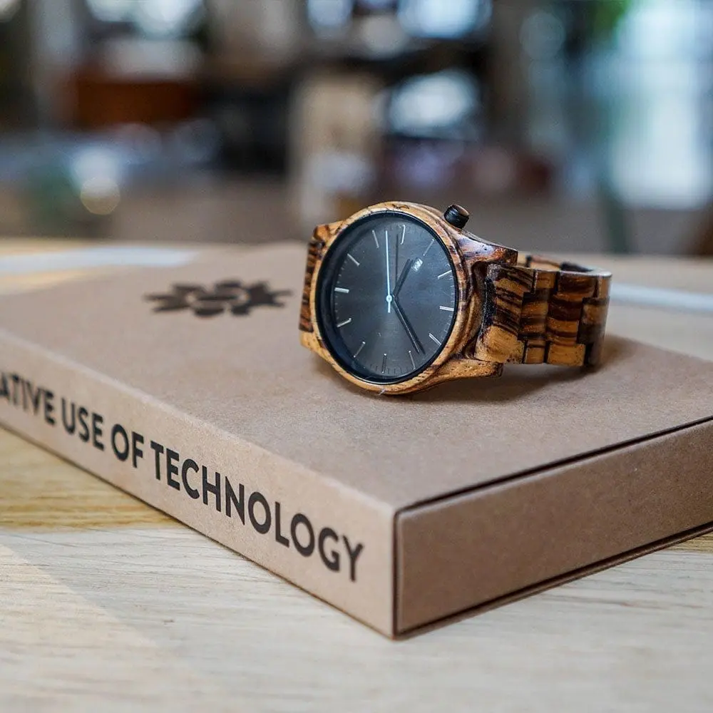 Montre en bois - Gobi - Zebrano - 40 mm – Image 6