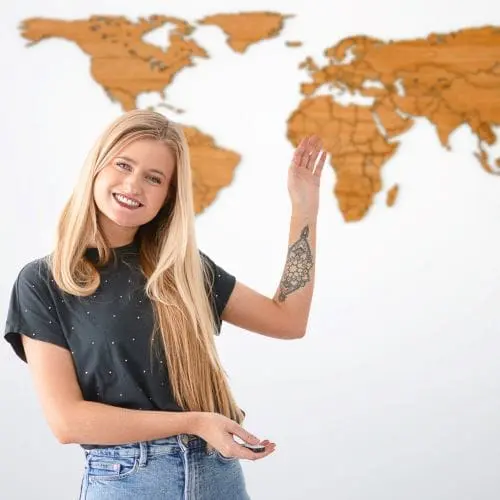 Houten wereldkaart bamboe