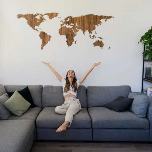 Houten wereldkaart - Antartica - Walnoot