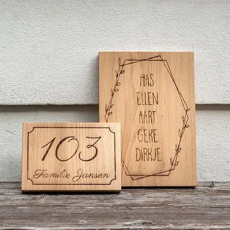 wooden house number front door