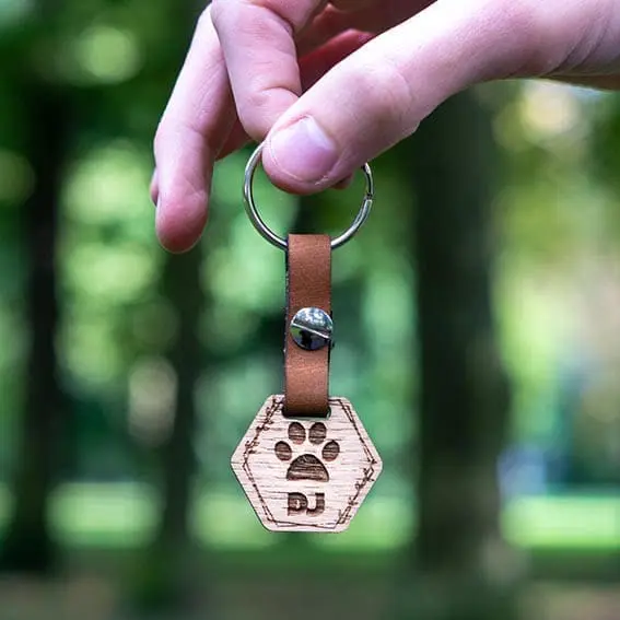 Houten sleutelhanger met naam