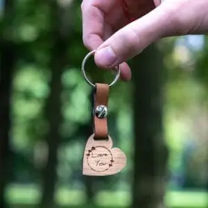 Houten sleutelhanger met naam