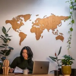 Wereldkaart van hout