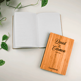 Houten notitieboek graveren