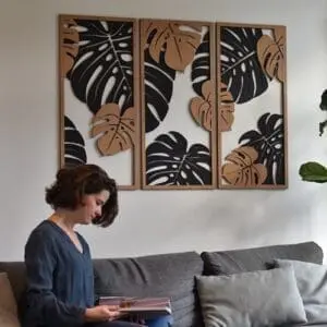 Houten wanddecoratie Jungle drie luik planten