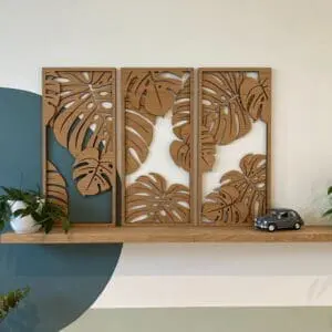Houten wanddecoratie Jungle drie luik planten