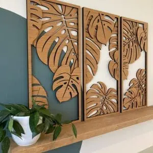 Houten wanddecoratie Jungle drie luik planten