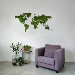 Wereldkaart wanddecoratie mos