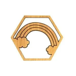 Houten wanddecoratie kinderkamer 6 hoek regenboog