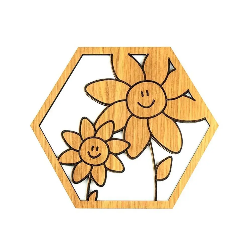 Houten wanddecoratie kinderkamer 6 hoek bloemen