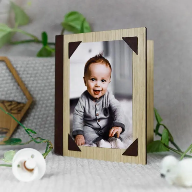 Houten fotolijst gepersonaliseerd eigen tekst herinneringen dierbare mooie momenten geboorte kinderen