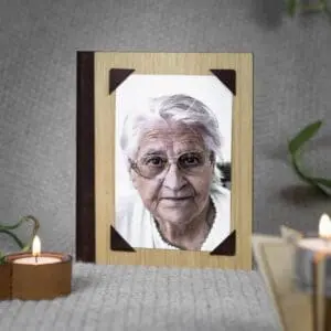 Houten foto frame gepersonaliseerd eigen tekst herinneringen dierbare mooie momenten nagedachtenis