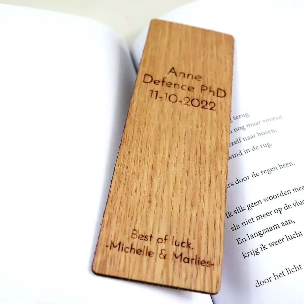 Boekenlegger leer hout maak je eigen ontwerp