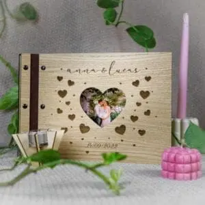 Houten fotoboek gastenboek bruiloft trouwen fotoalbum