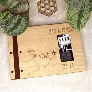 Houten fotoboek fotoalbum reizen vakantie