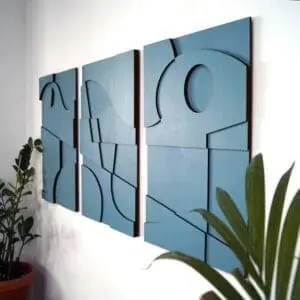 Layered Abstract 3.0 houten wanddecoratie 3luik modern abstract kunst blauw