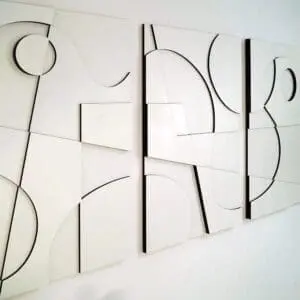 Layered Abstract 3.0 houten wanddecoratie 3luik modern abstract kunst wit