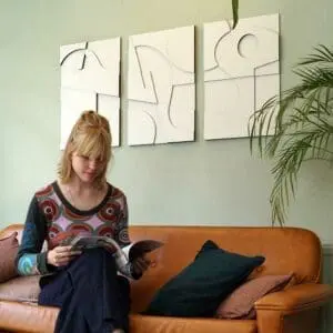 Layered Abstract 3.0 houten wanddecoratie 3luik modern abstract kunst wit