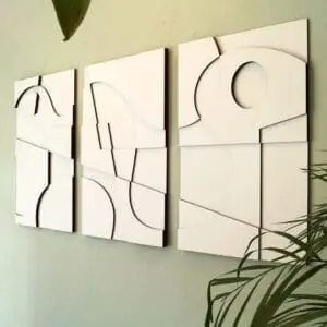 Layered Abstract 3.0 houten wanddecoratie 3luik modern abstract kunst wit