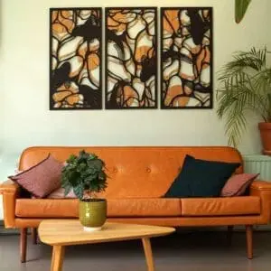 Underwater houten wanddecoratie 3-luik wandpanelen eiken zwart kunst vijver vissen