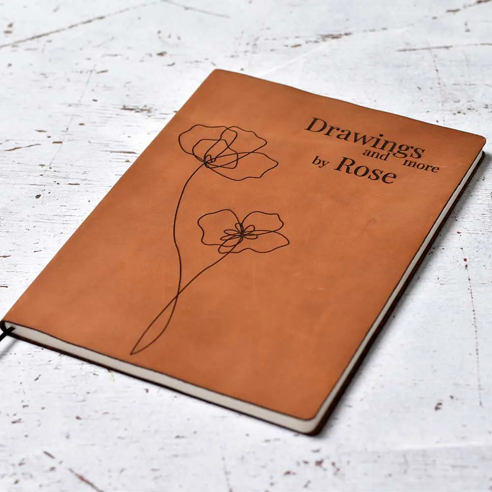 Notitieboek leer A4 cognac gepersonaliseerd eigen gravering