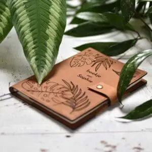 Notitieboek leer hervulbaar A5 cognac gepersonaliseerd eigen gravering