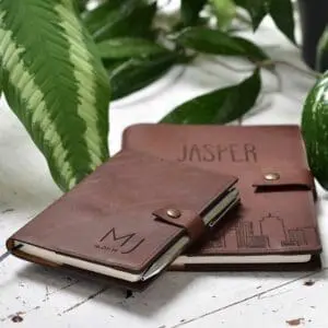 Notitieboek leer hervulbaar A5 A6 chocolate gepersonaliseerd eigen gravering