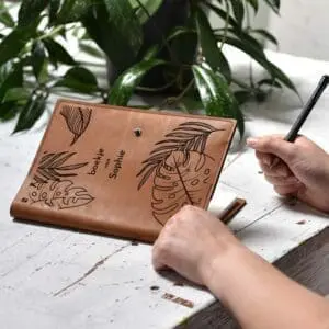 Notitieboek leer hervulbaar A5 cognac gepersonaliseerd eigen gravering