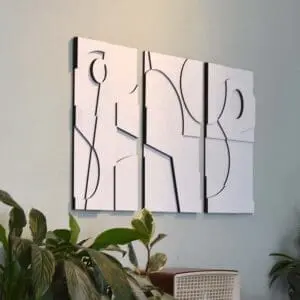 Layered Abstract 3.0 houten wanddecoratie 3luik modern abstract kunst wit