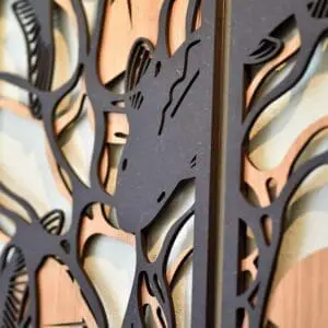 Underwater houten wanddecoratie 3-luik wandpanelen eiken zwart kunst vijver vissen