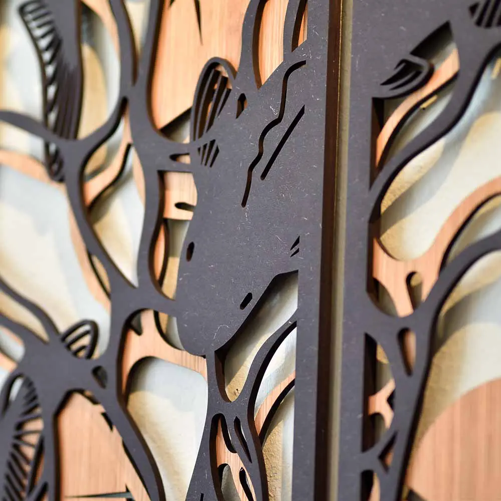 Underwater houten wanddecoratie 3-luik wandpanelen eiken zwart kunst vijver vissen