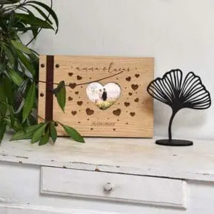 Houten fotoboek gastenboek trouwen bruiloft fotoalbum