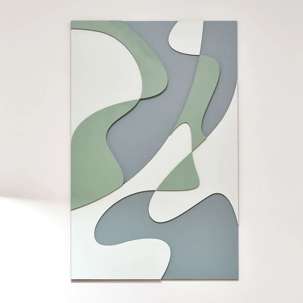 Layered Abstract 1.0 houten wanddecoratie abstract modern kunst wit groen blauw