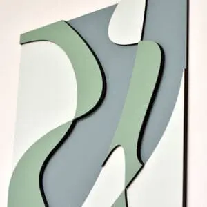 Layered Abstract 1.0 houten wanddecoratie abstract modern kunst wit groen blauw